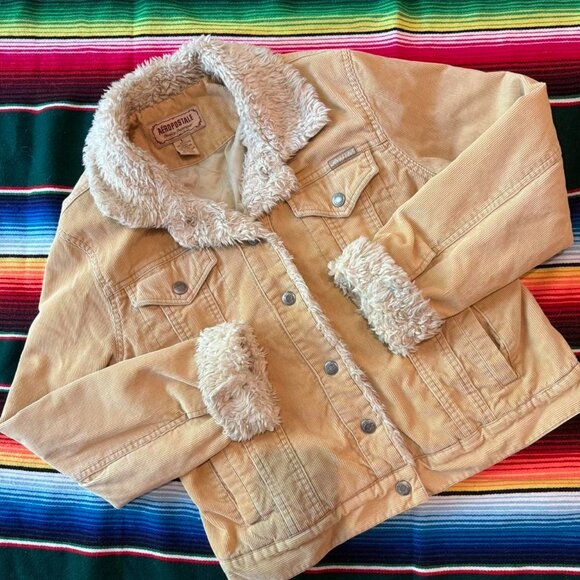 VTG 00s Aéropostale corduroy utility jacket w/ faux shearling accents! SOFT! - Picture 1 of 8